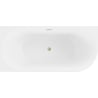 Mexen Mia freistehende Eckbadewanne links 160 x 80 cm, weiß, Überlauf gebürstet gold - 52691608000L-55