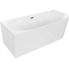 Mexen Mia Freistehende Eckbadewanne links 160 x 80 cm, weiß, Überlauf Gun Gray gebürstet - 52691608000L-66