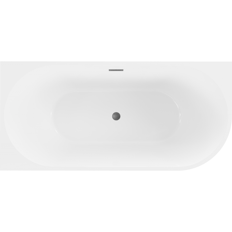 Mexen Mia Freistehende Eckbadewanne links 160 x 80 cm, weiß, Überlauf Gun Gray gebürstet - 52691608000L-66