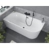Mexen Mia freistehende Eckbadewanne links 160 x 80 cm, weiß, Überlauf schwarz - 52691608000L-70