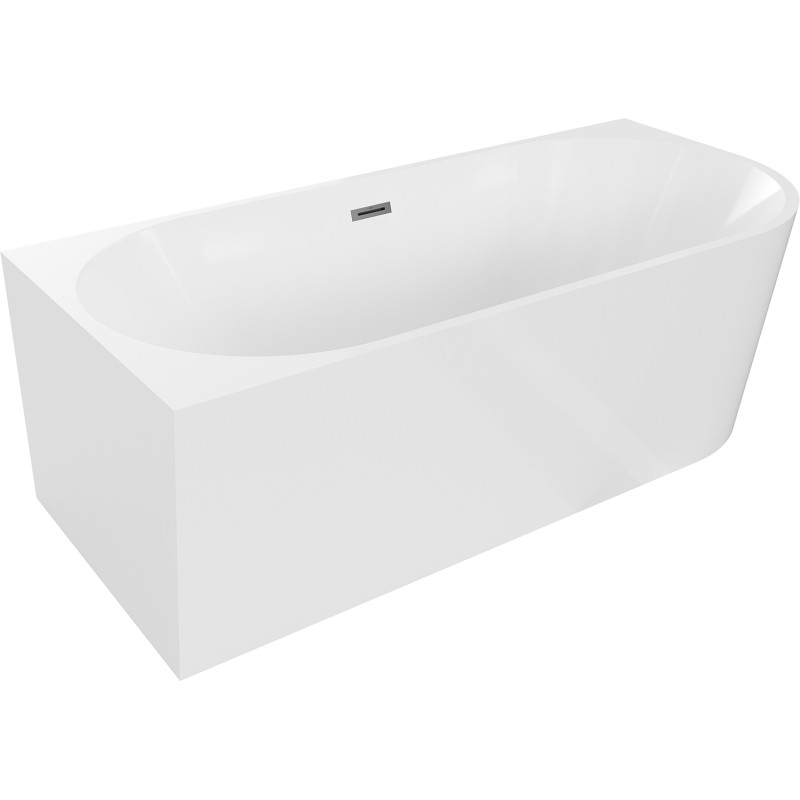 Mexen Mia Freistehende Eckbadewanne links 160 x 80 cm, weiß, mit Überlauf in Gun Metal - 52691608000L-95