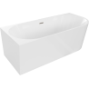 Mexen Mia freistehende Eckbadewanne links 160 x 80 cm, weiß, Überlauf gebürstetes Nickel - 52691608000L-97