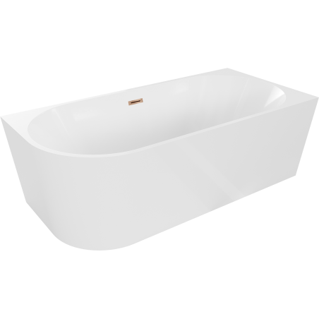 Mexen Mia freistehende Eckbadewanne rechts 160 x 80 cm, weiß, Überlauf Roségold - 52691608000P-60