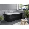 Mexen Mia freistehende Eckbadewanne rechts 160 x 80 cm, weiß/schwarz, weißer Überlauf - 52691608075P-20