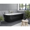 Mexen Mia freistehende Eckbadewanne rechts 160 x 80 cm, weiß/schwarz, Überlauf gold - 52691608075P-50