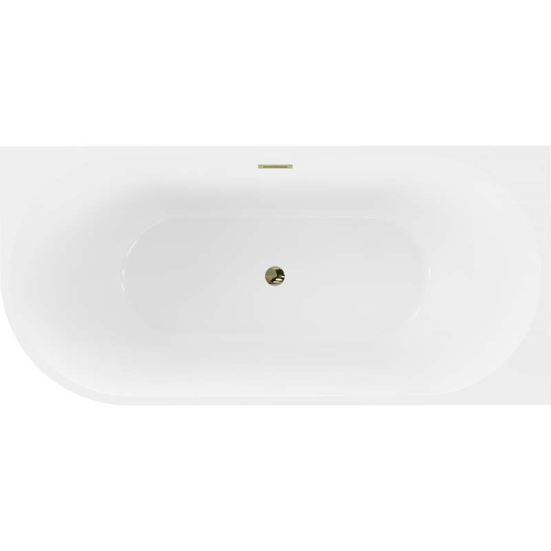 Mexen Mia freistehende Eckbadewanne rechts 160 x 80 cm, weiß/schwarz, Überlauf gold - 52691608075P-50