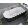 Mexen Mia freistehende Eckbadewanne rechts 160 x 80 cm, weiß/schwarz, Überlauf gebürstetes Kupfer - 52691608075P-65