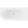 Mexen Mia freistehende Eckbadewanne rechts 160 x 80 cm, weiß/schwarz, Überlauf gebürstetes Kupfer - 52691608075P-65