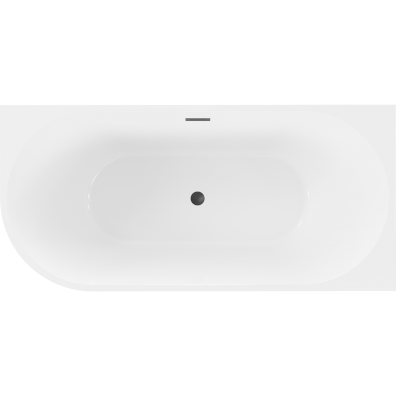 Mexen Mia freistehende Eckbadewanne rechts 160 x 80 cm, weiß/schwarz, Überlauf schwarz - 52691608075P-70
