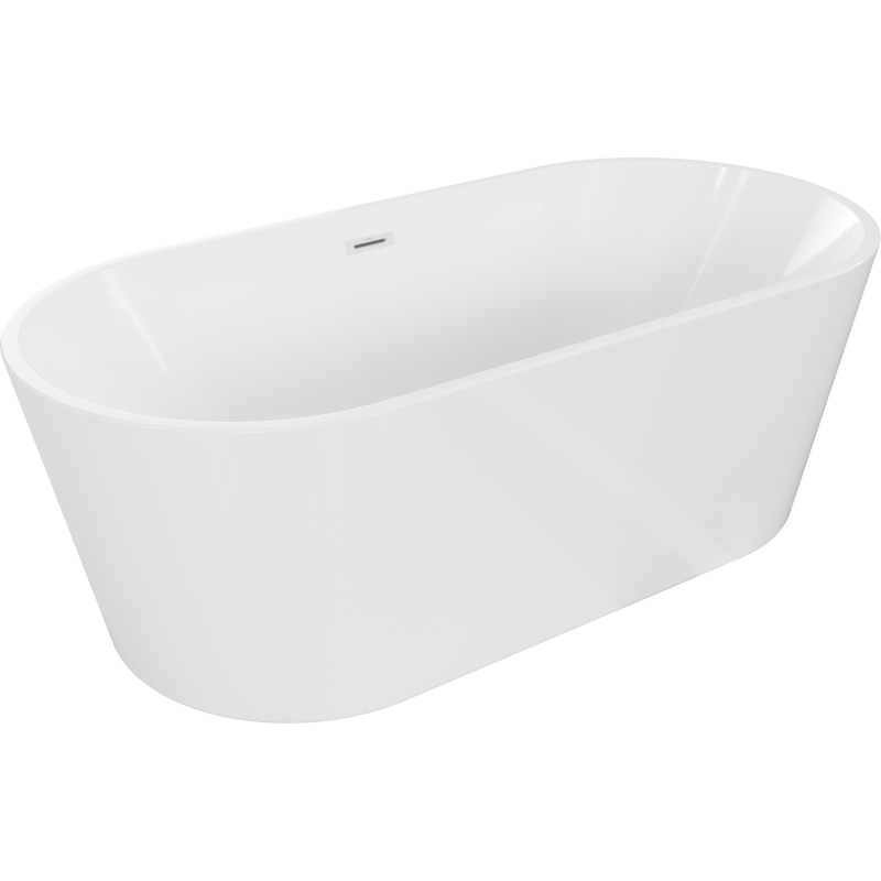Mexen Luna freistehende Badewanne 140 x 75 cm, weiß, Überlauf weiß - 52031407500-20