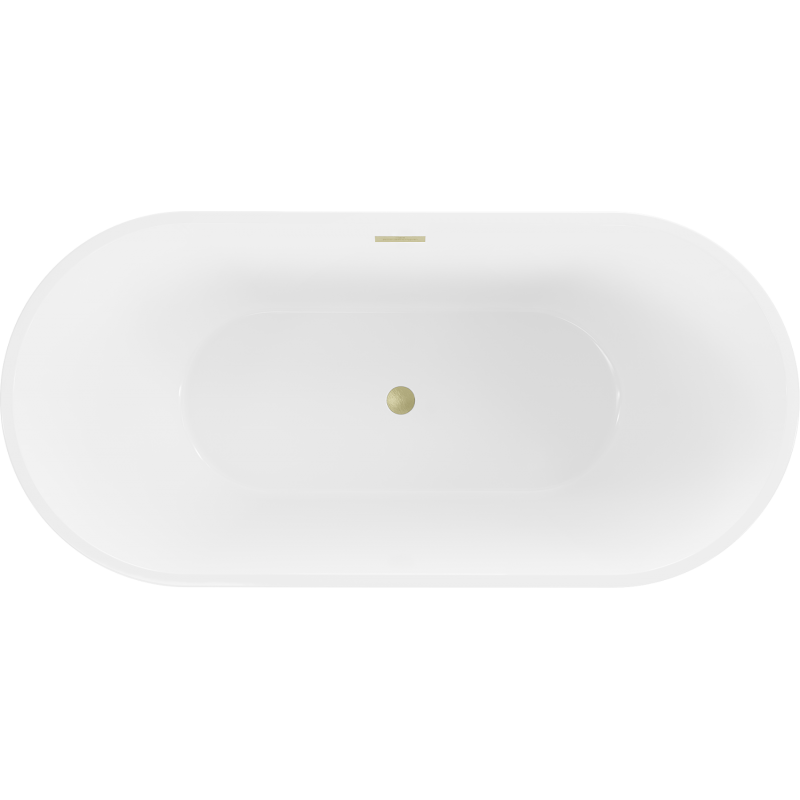 Mexen Luna freistehende Badewanne 140 x 75 cm, weiß, Überlauf gold gebürstet - 52031407500-55