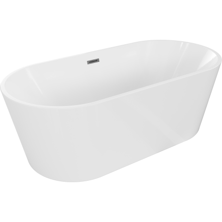 Mexen Luna freistehende Wanne 140 x 75 cm, weiß, Überlauf gun gray gebürstet - 52031407500-66