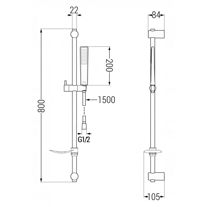 Mexen Caro DF72 Duscharmatur mit Duschset, Chrom - 74664DF72-00