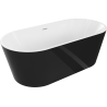 Mexen Luna freistehende Badewanne 140 x 75 cm, weiß/schwarz, weißer Überlauf - 52031407575-20