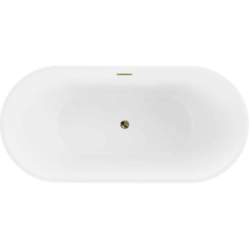 Mexen Luna freistehende Badewanne 140 x 75 cm, weiß/schwarz, Überlauf gold - 52031407575-50