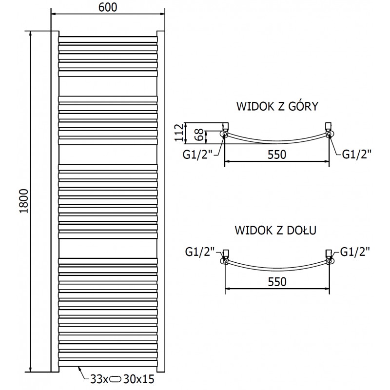 Mexen Helios elektrischer Heizkörper 1800 x 600 mm, 900 W, gold - W103-1800-600-2900-50