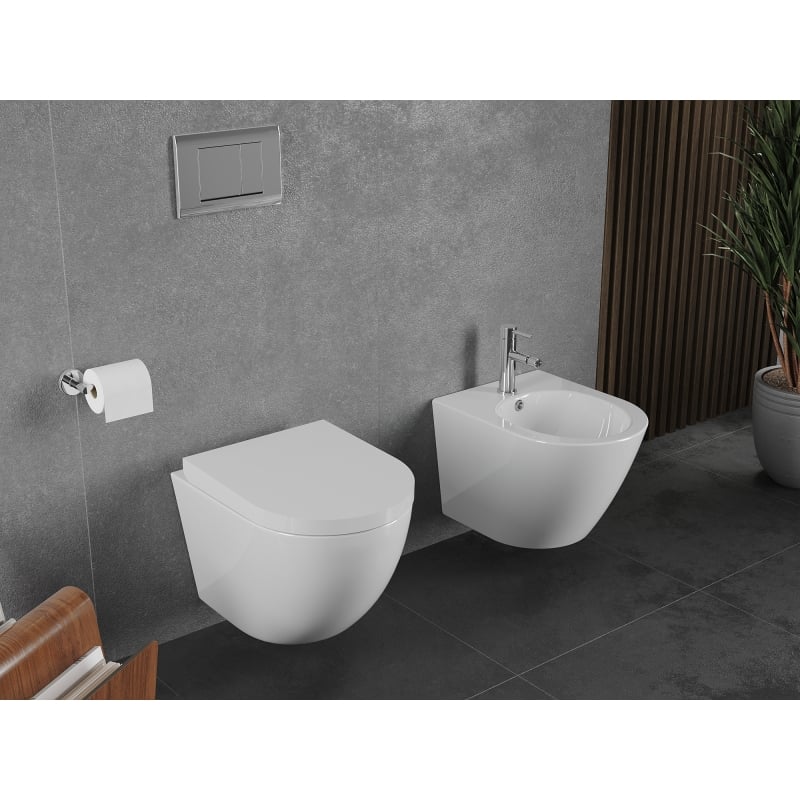 Mexen Lena WC-Schüssel Rimless Tornado mit langsam schließendem, hartem Sitz, Duroplast, weiß glänzend - 30220200T