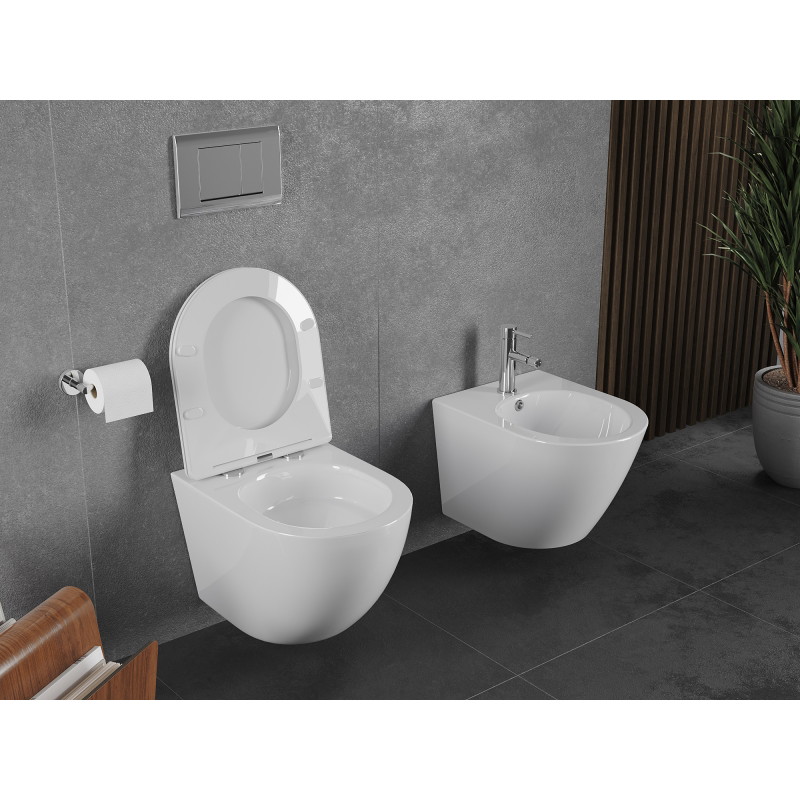 Mexen Lena WC-Schüssel Rimless Tornado mit Soft-Close-Slim-Sitz, Duroplast, glänzend weiß - 30220300T