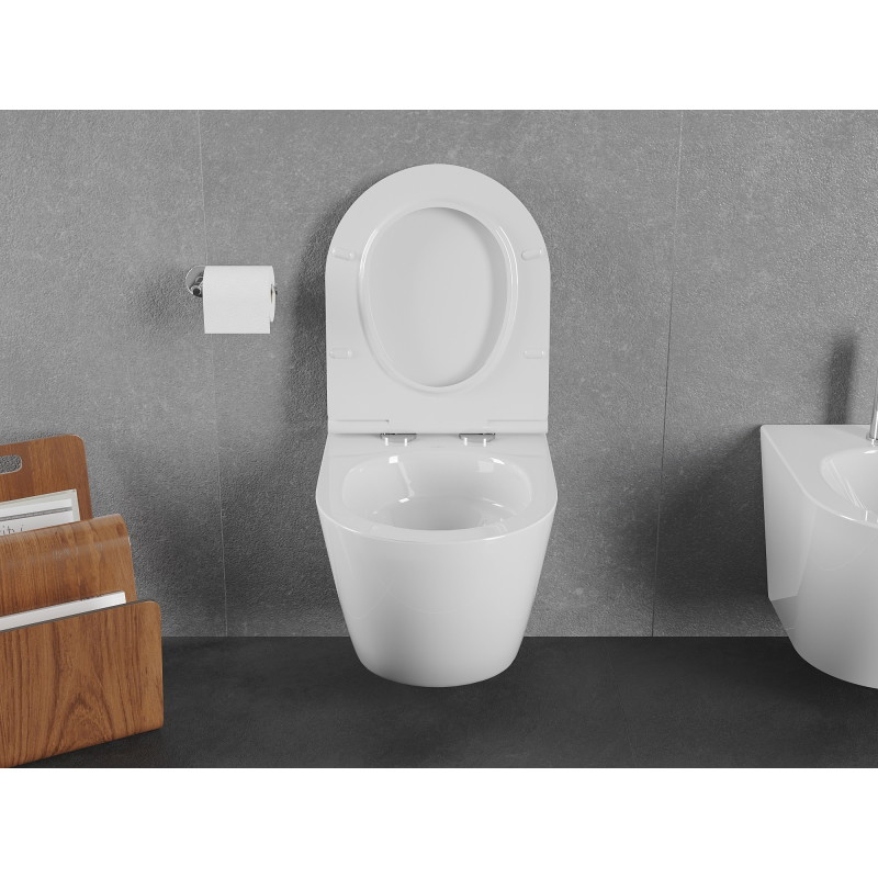 Mexen Lena WC-Schüssel Rimless Tornado mit Soft-Close-Slim-Sitz, Duroplast, Weiß Glanz - 30220500T