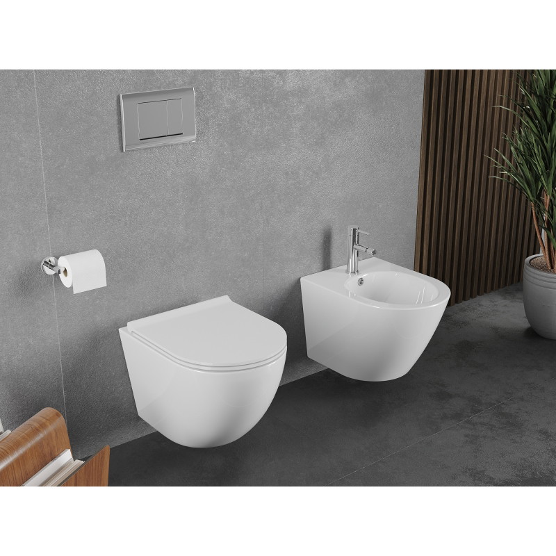 Mexen Lena WC-Schüssel Rimless Tornado mit Soft-Close-Slim-Sitz, Duroplast, Weiß Glanz - 30220500T