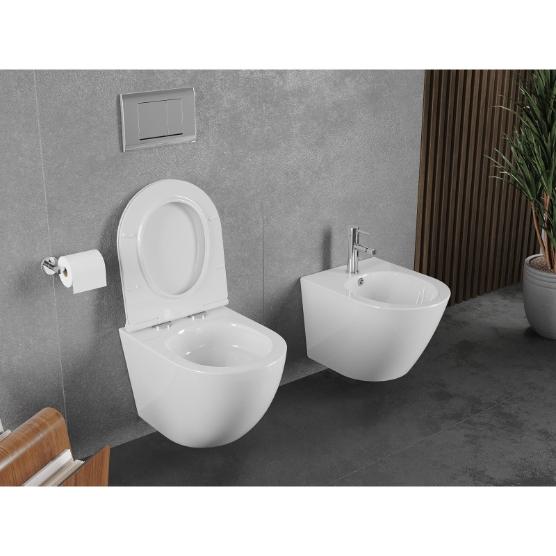 Mexen Lena WC-Schüssel Rimless Tornado mit Soft-Close-Slim-Sitz, Duroplast, Weiß Glanz - 30220500T