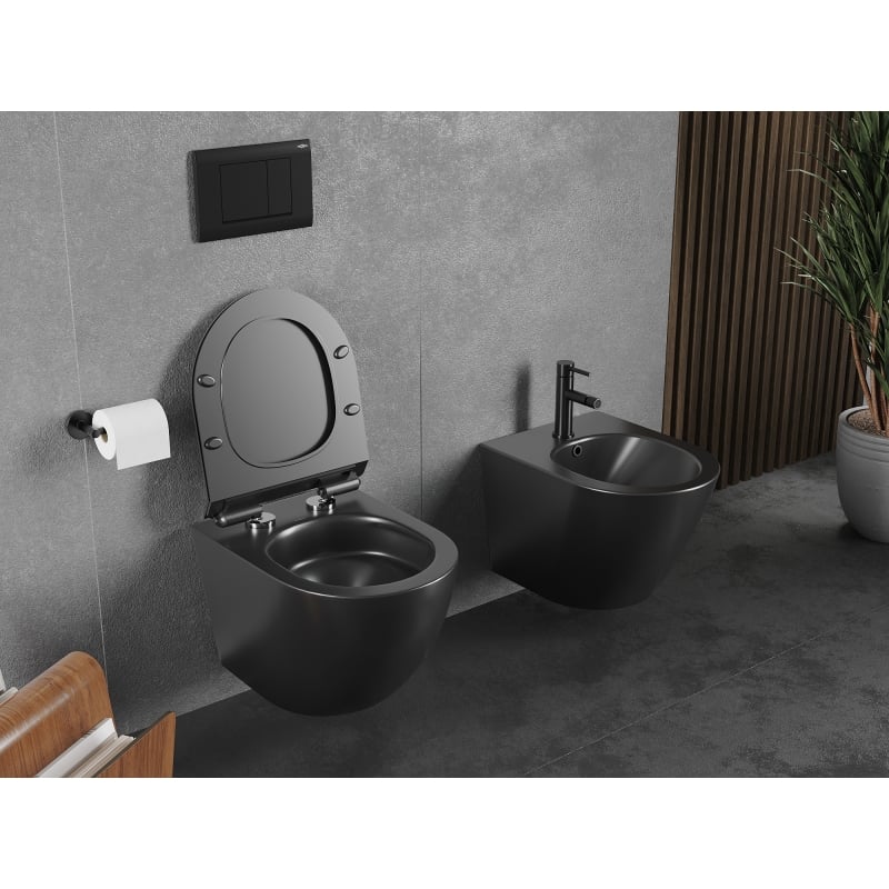 Mexen Lena WC-Schüssel Rimless Tornado mit Slim-Absenkautomatik, Duroplast, Schwarz Matt - 30220185T
