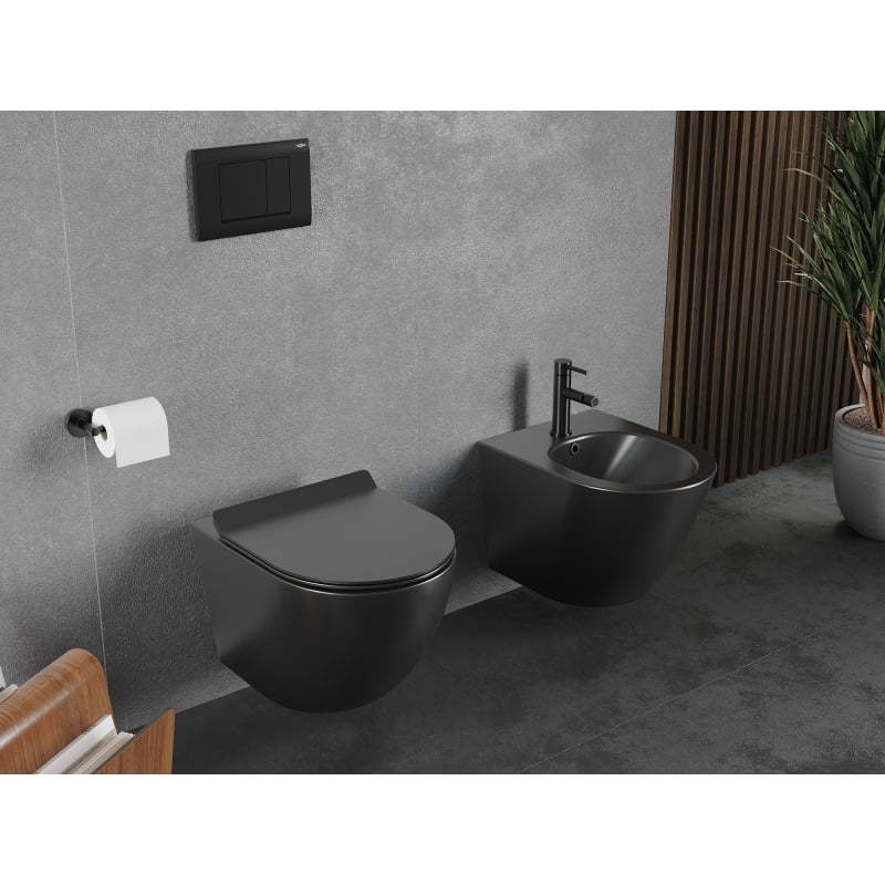 Mexen Lena WC-Schüssel Rimless Tornado mit Slim-Absenkautomatik, Duroplast, Schwarz Matt - 30220185T