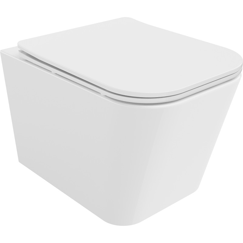 Mexen Teo WC-Schüssel Rimless Tornado mit langsam schließendem Slim-Deckel, Duroplast, weiß glänzend - 30850600T