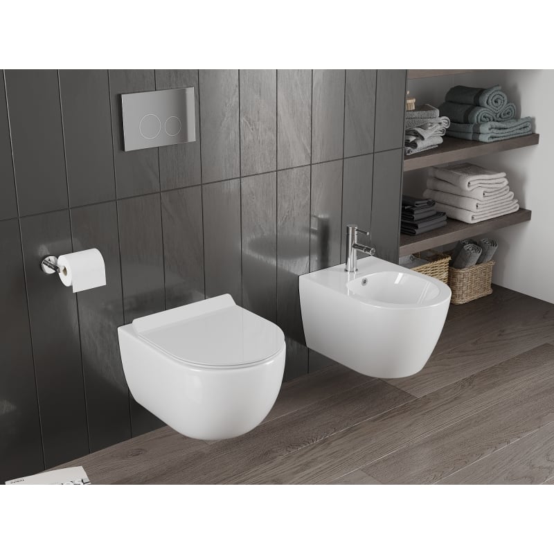 Mexen Carmen WC-Schüssel Rimless Tornado mit Soft-Close Slim Sitz, Duroplast, Weiß Glanz - 30880100T