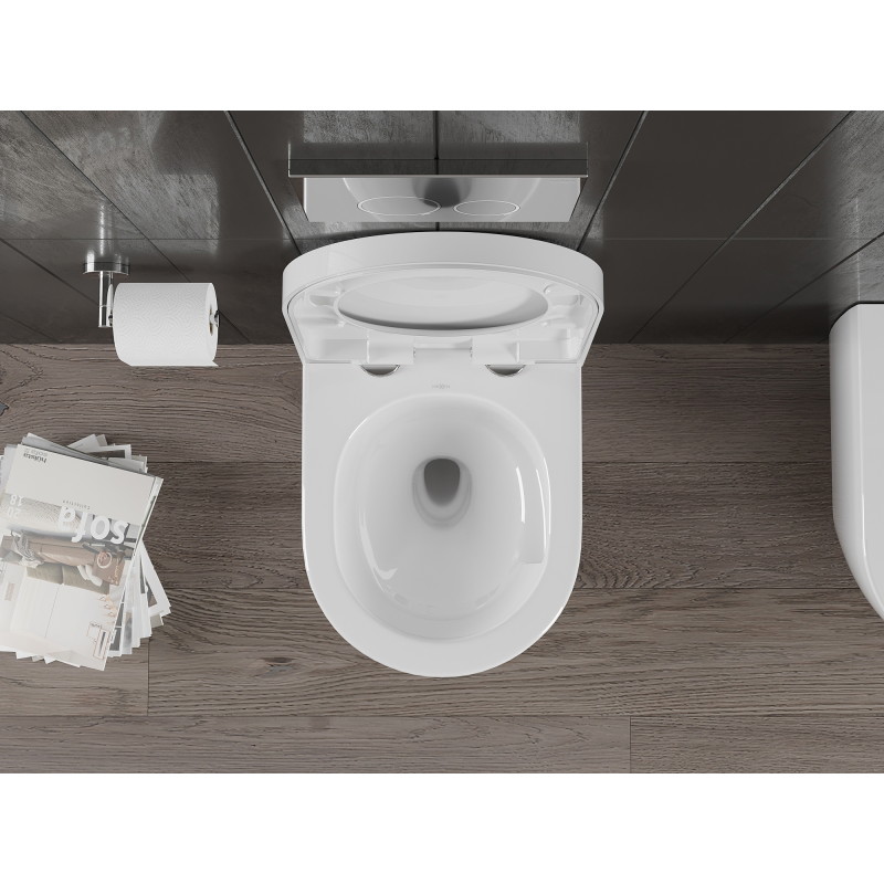 Mexen Carmen WC-Schüssel Rimless Tornado mit langsam schließendem Hartdeckel, Duroplast, glänzend weiß - 30880200T