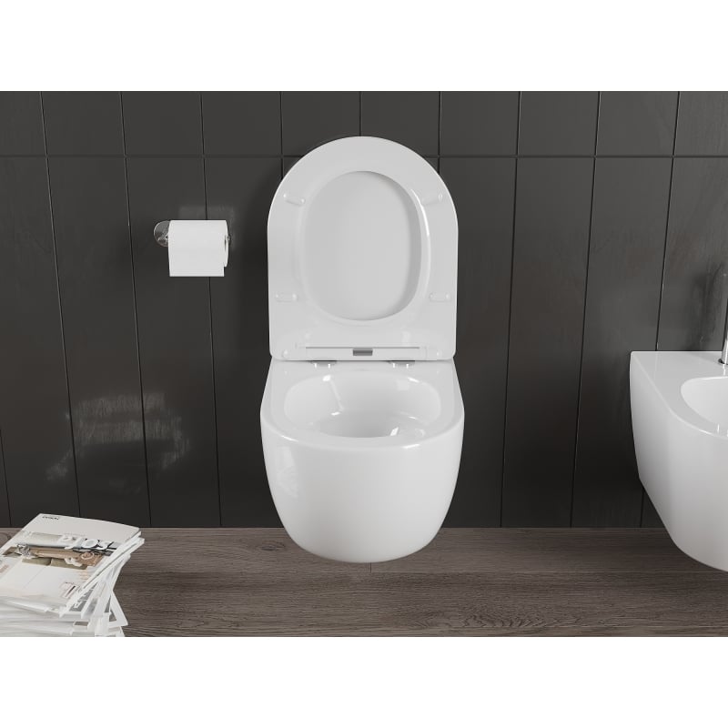 Mexen Carmen WC-Schüssel Rimless Tornado mit Absenkautomatik Slim, Duroplast, weiß glänzend - 30880400T