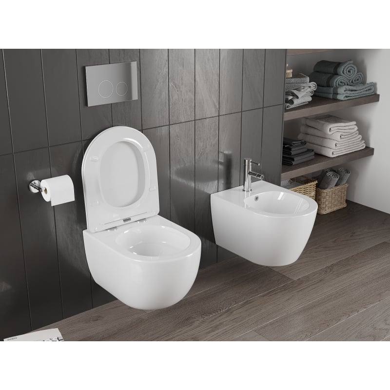 Mexen Carmen WC-Schüssel Rimless Tornado mit Absenkautomatik Slim, Duroplast, weiß glänzend - 30880400T