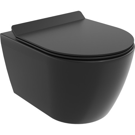 Mexen Carmen WC-Schüssel Rimless Tornado mit langsam schließendem Slim-Sitz, Duroplast, Schwarz Matt - 30880185T