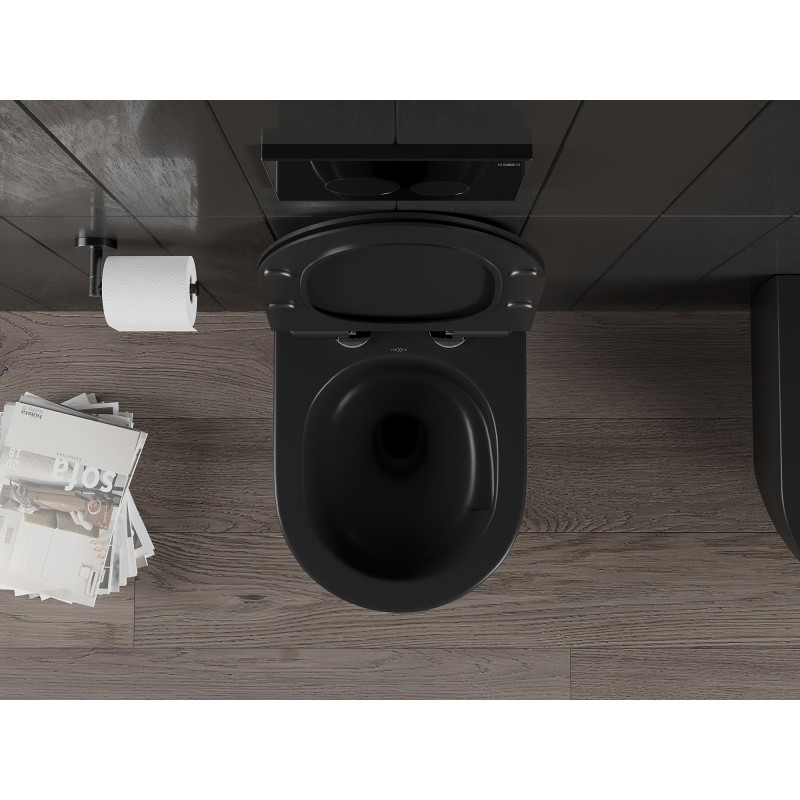Mexen Carmen WC-Schüssel Rimless Tornado mit langsam schließendem Slim-Sitz, Duroplast, Schwarz Matt - 30880185T