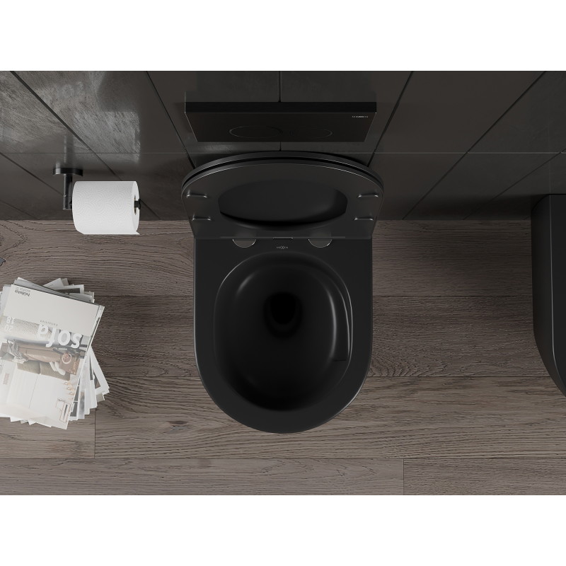 Mexen Carmen WC-Schüssel Rimless Tornado mit Softclose-Slim-Sitz, Duroplast, Schwarz Matt - 30881085T
