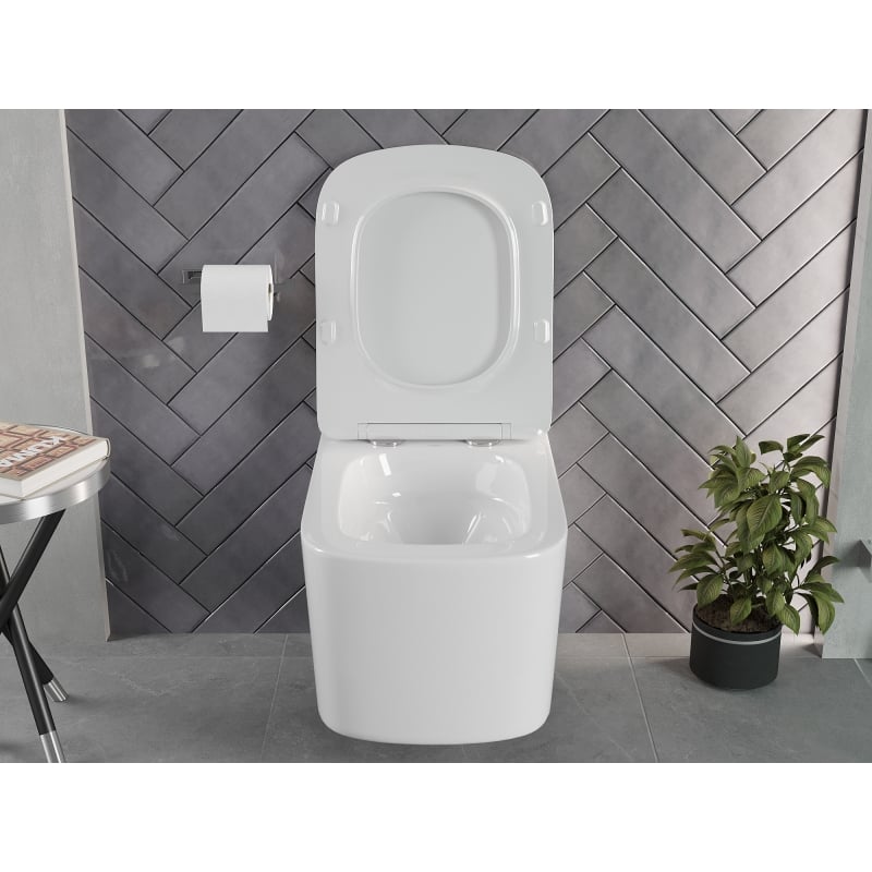 Mexen Vivo WC-Schüssel Rimless Tornado mit Slim-Absenkautomatik-Sitz, Duroplast, Weiß Glanz - 30610200T
