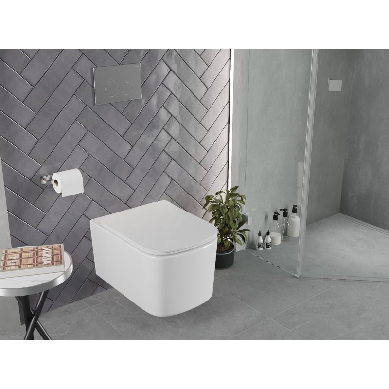 Mexen Vivo WC-Schüssel Rimless Tornado mit Slim-Absenkautomatik-Sitz, Duroplast, Weiß Glanz - 30610200T