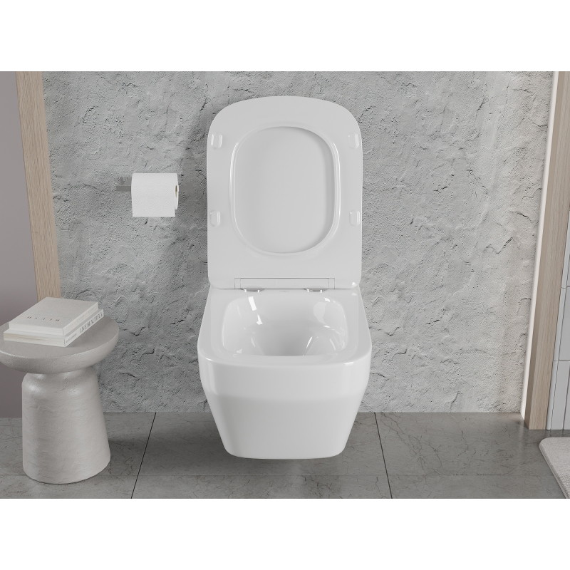 Mexen Riva WC-Schüssel Rimless Tornado mit Softclose-Slim-Sitz, Duroplast, Weiß Hochglanz - 30630200T