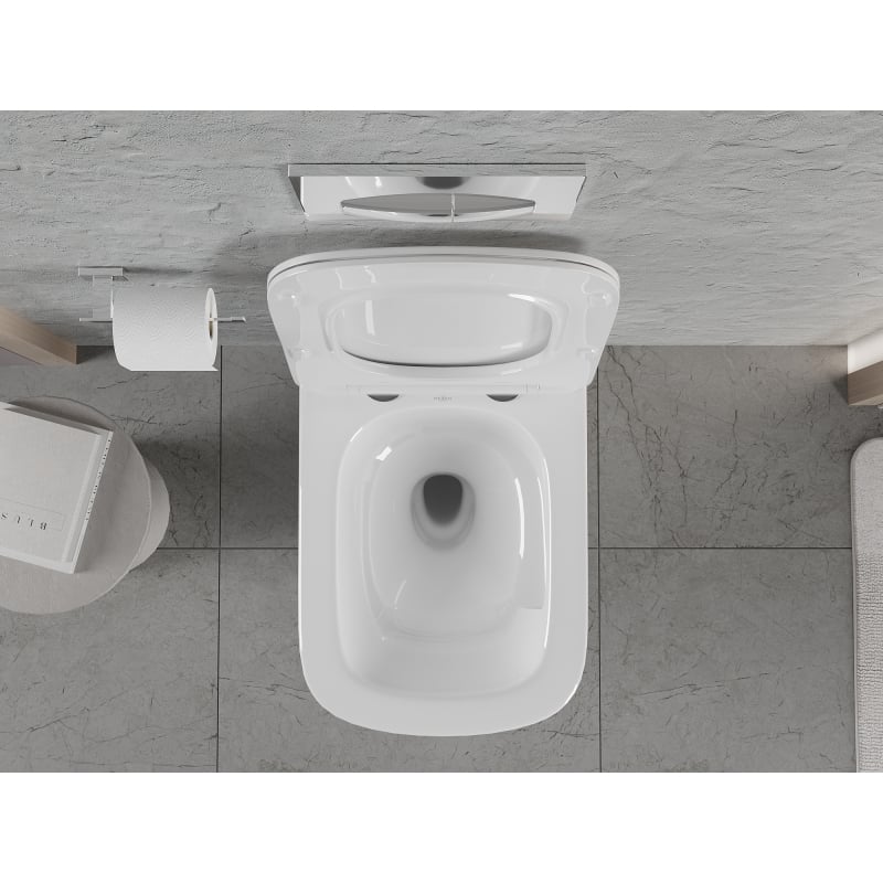 Mexen Riva WC-Schüssel Rimless Tornado mit Softclose-Slim-Sitz, Duroplast, Weiß Hochglanz - 30630200T