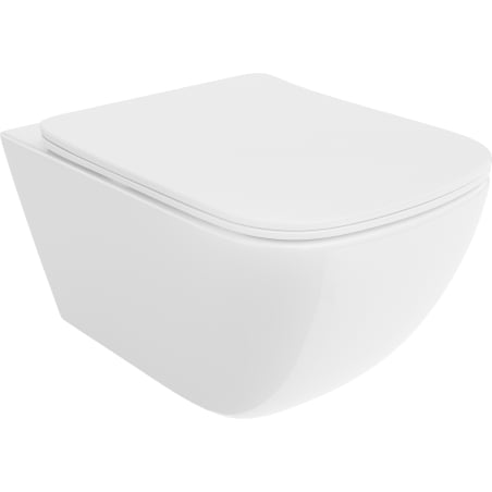 Mexen Timo WC-Schüssel Rimless Tornado mit langsam schließendem, schlankem Sitz, Duroplast, glänzend weiß - 30650200T