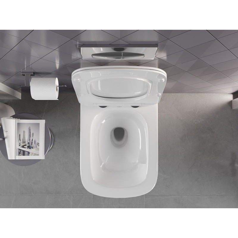 Mexen Timo WC-Schüssel Rimless Tornado mit langsam schließendem, schlankem Sitz, Duroplast, glänzend weiß - 30650200T