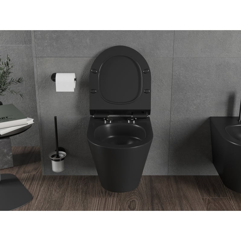 Mexen Rico WC-Schüssel Rimless Tornado mit Slim-Softclose-Sitz, Duroplast, schwarz matt - 30720185T