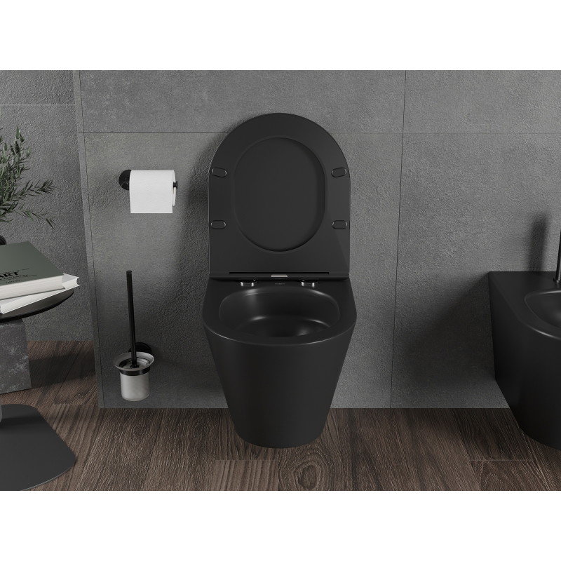 Mexen Rico WC-Schüssel Rimless Tornado mit Slim-Softclose-Sitz, Duroplast, schwarz matt - 30721085T