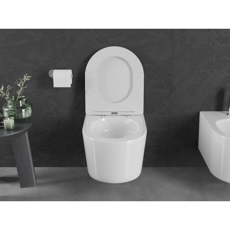 Mexen Sofia WC-Schüssel Rimless Tornado mit langsam schließendem, schlankem Sitz, Duroplast, weiß glänzend - 30540300T
