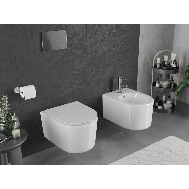 Mexen Sofia WC-Schüssel Rimless Tornado mit langsam schließendem, schlankem Sitz, Duroplast, weiß glänzend - 30540300T