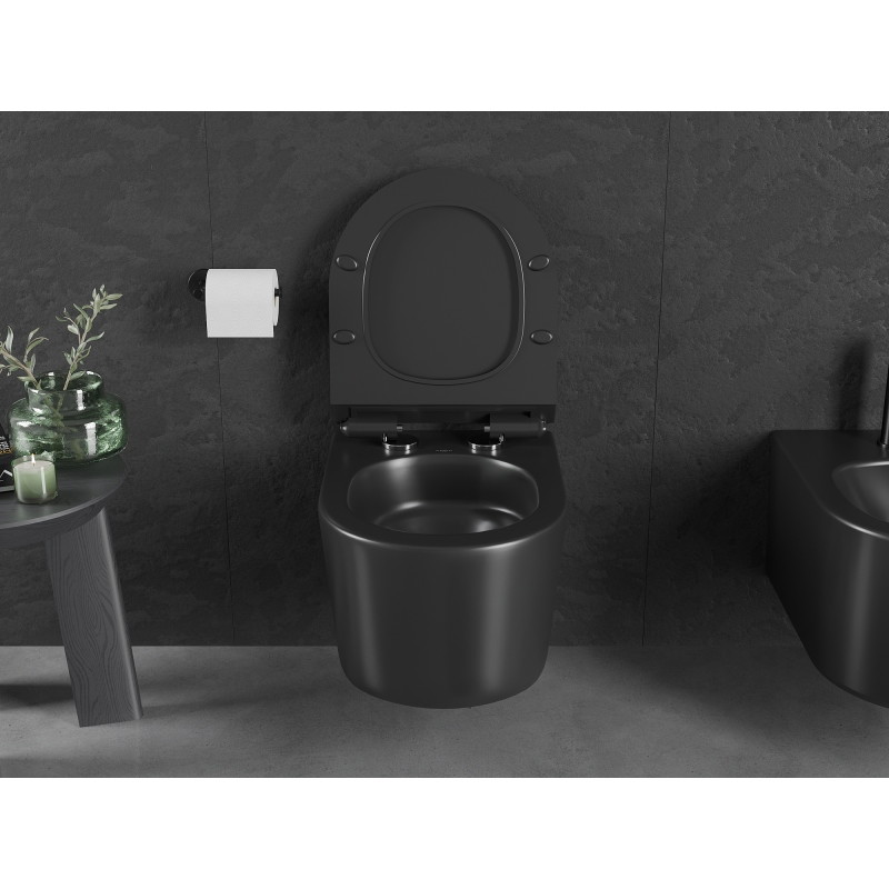 Mexen Sofia WC-Schüssel Rimless Tornado mit Slim-Soft-Close-Sitz, Duroplast, schwarz matt - 30540185T