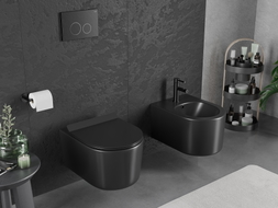 Mexen Sofia WC-Schüssel Rimless Tornado mit langsam schließendem Sitz Slim, Duroplast, Schwarz Matt - 30540185T