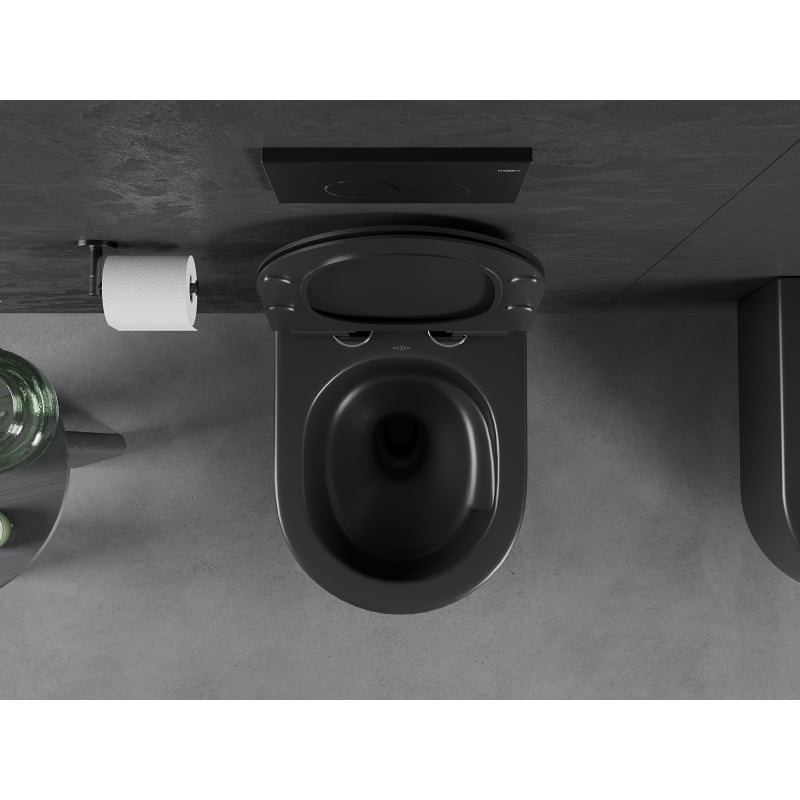 Mexen Sofia WC-Schüssel Rimless Tornado mit langsam schließendem Sitz Slim, Duroplast, Schwarz Matt - 30540185T
