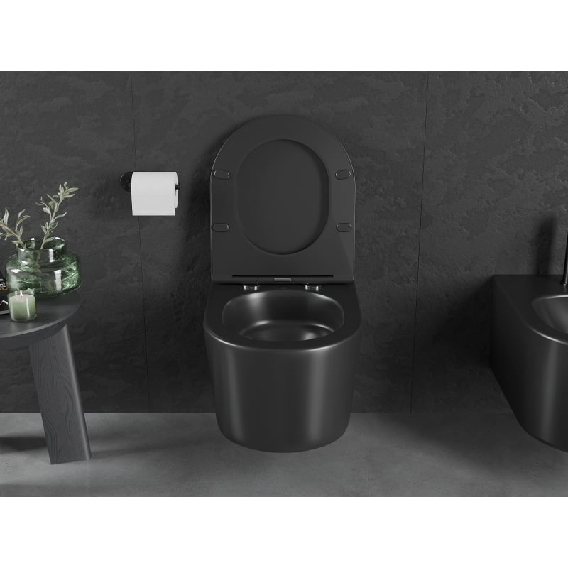 Mexen Sofia WC-Schüssel Rimless Tornado mit langsam schließendem Slim-Sitz, Duroplast, mattschwarz - 30541085T