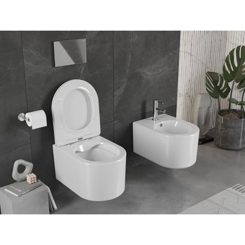 Mexen Sofia WC-Schüssel Rimless mit langsam schließendem Slim-Sitz, Duroplast, weiß glänzend - 30540400